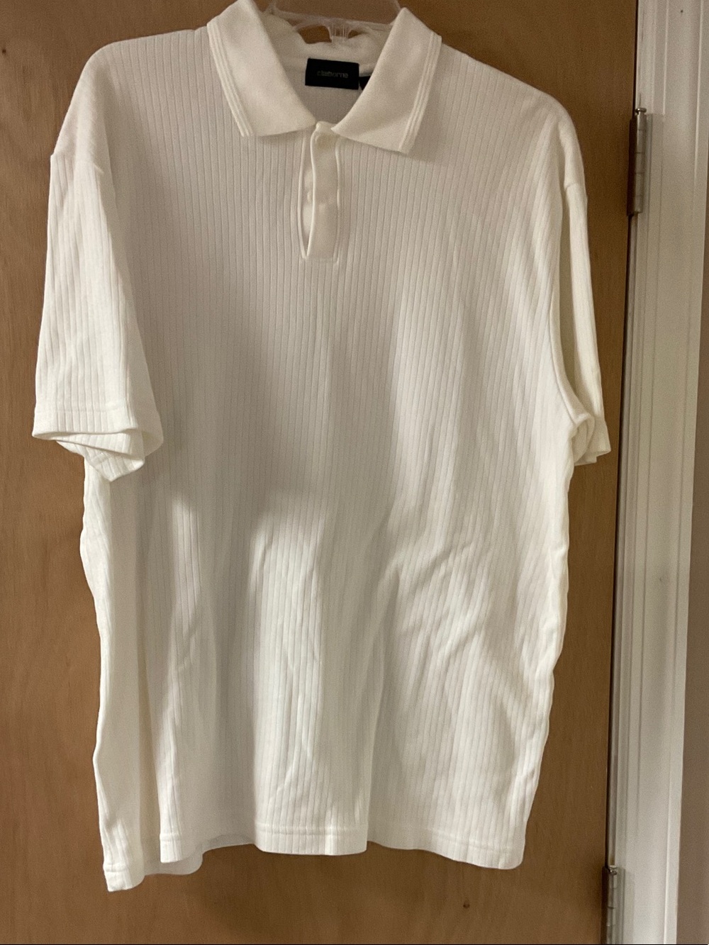 Claiborne Mens White Ribbed Polo Shirt - Slim Collar